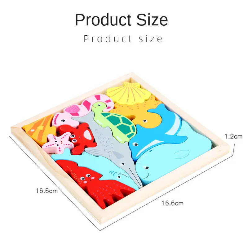 Cartoon Animal 3D Puzzles Fruit and Vegetable Vehicle Learning Montessori Jigsaw Game Kids Wooden Educational Toys for Children