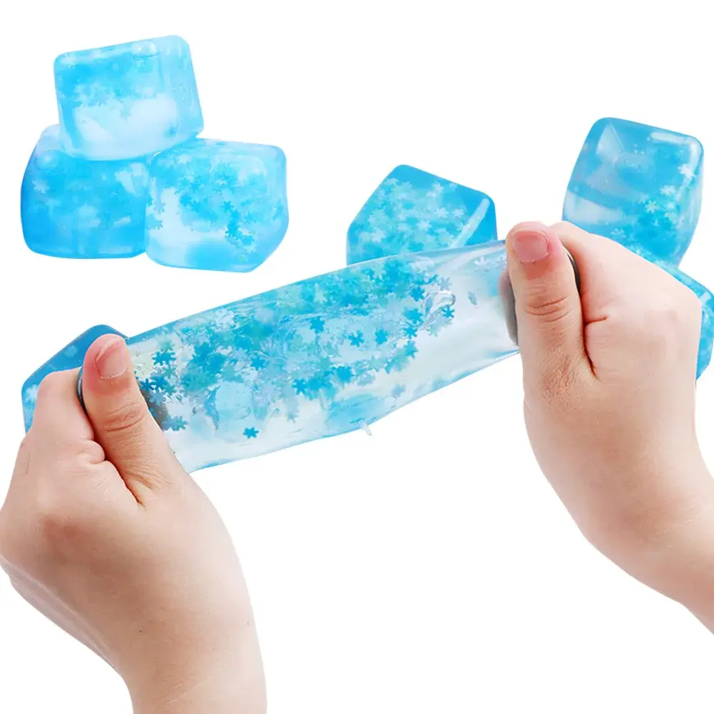 Soft Squeeze Stretch Toy for Stress Relief - Ice Cube Design