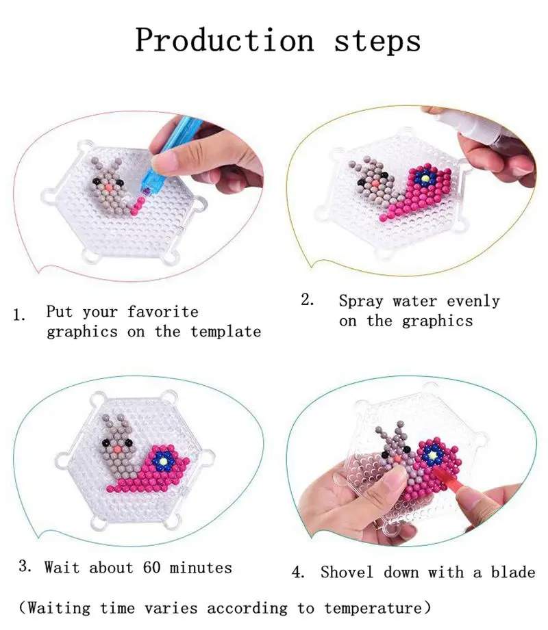 4Pcs/5mm pegboard sticky Water beads tool Accessories fuse beads jigsaw puzzle Water beadbond educational toys diy magical beads