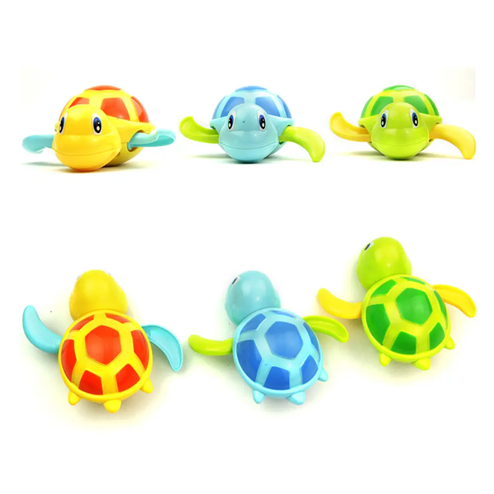 Cartoon Cute Tortoise Baby Water Bath Toys Classic Kids Infant Bathroom Mini Colorful Soft Floating Animals Figure Clockwork Toy
