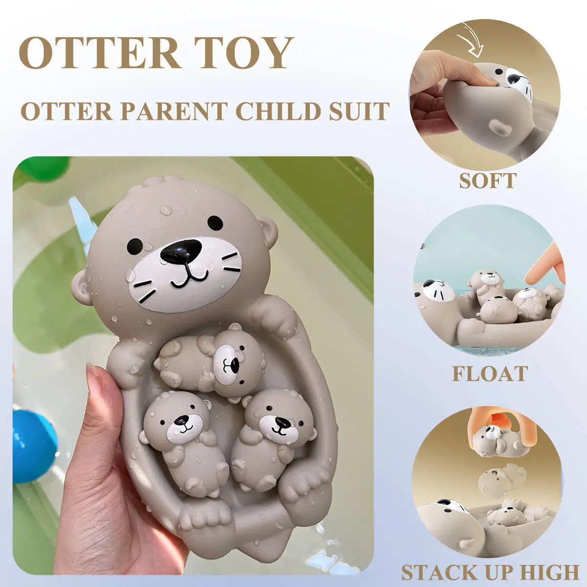 Baby Bath Toys Floating Animal Otter Hippo Seal Kid Bathroom Shower Basketball Hoop Game Children Swimming Pool Water Play Gift