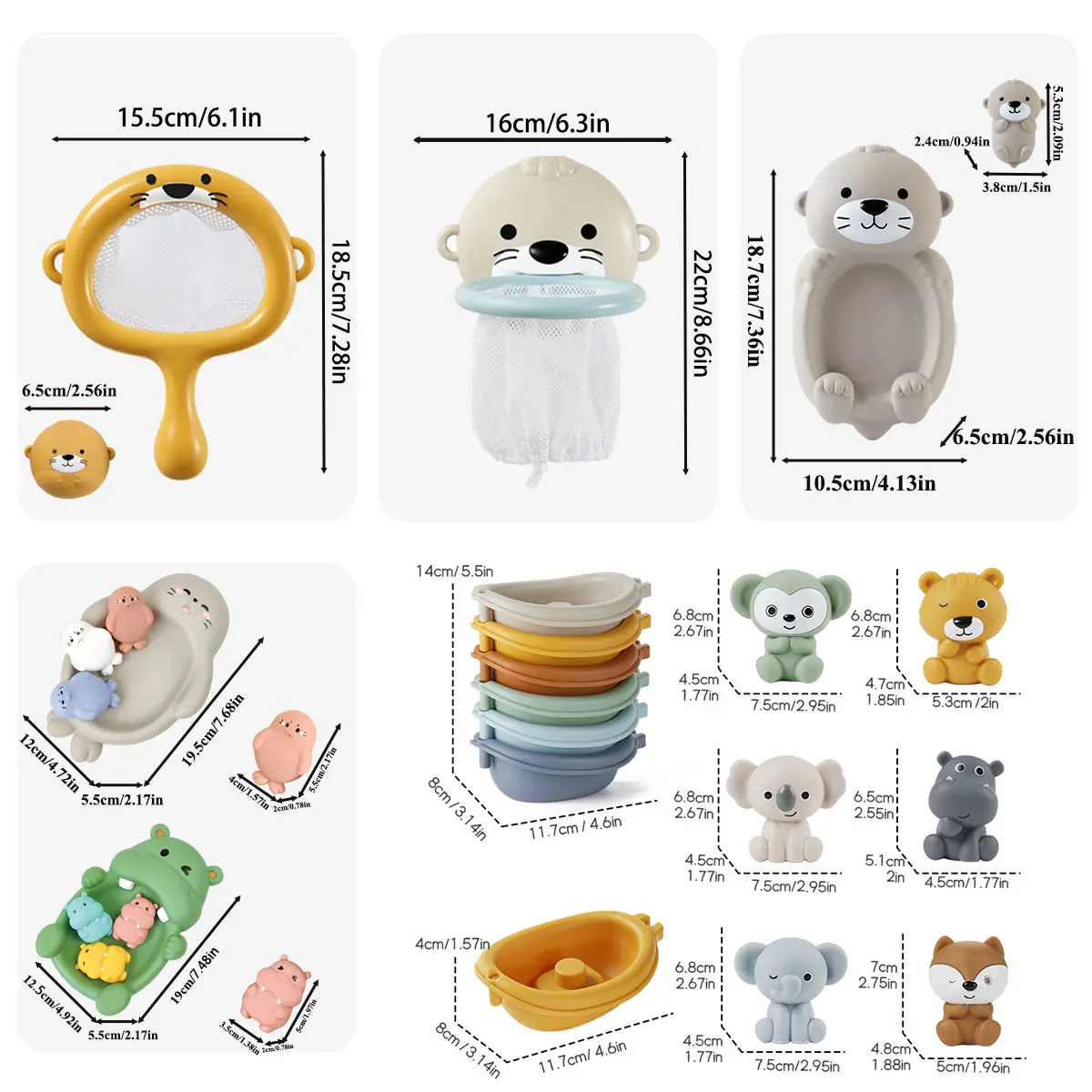 Baby Bath Toys Floating Animal Otter Hippo Seal Kid Bathroom Shower Basketball Hoop Game Children Swimming Pool Water Play Gift