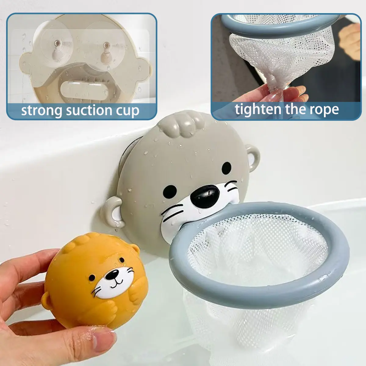 Baby Bath Toys Floating Animal Otter Hippo Seal Kid Bathroom Shower Basketball Hoop Game Children Swimming Pool Water Play Gift