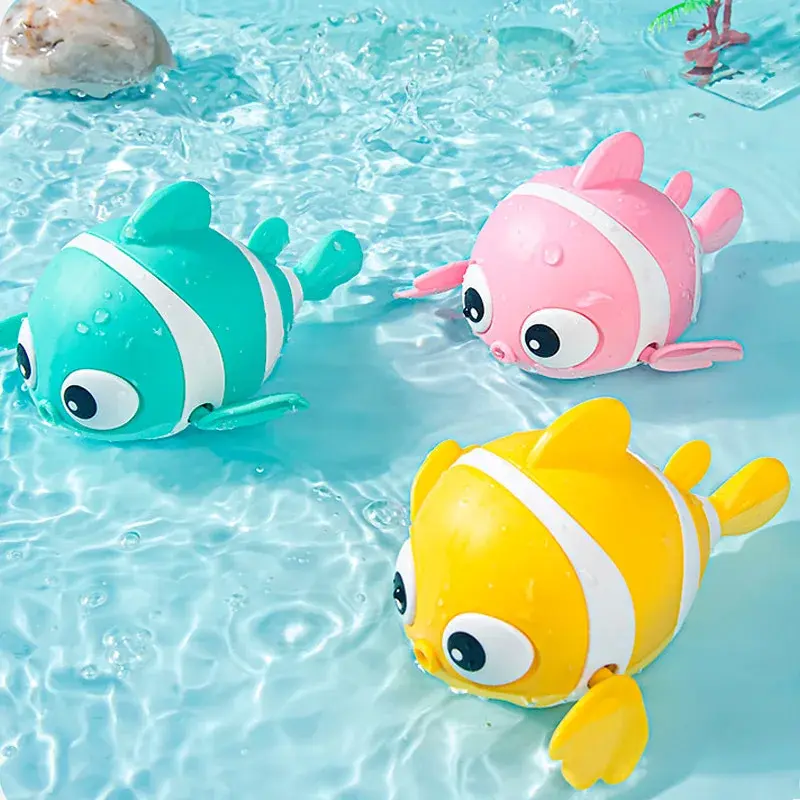 Hot sellingBaby Bath Toys Cute Swimming Fish Cartoon Animal Floating Wind Up Toys Water Game Classic Clockwork Toys For Toddlers