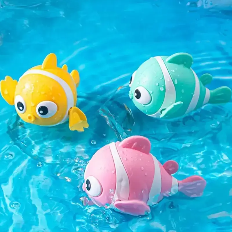 Baby Bath Toys Cute Swimming Frog Whale Clown Fish Bath Toy for Toddlers Floating Wind Up Toys for Boy Girl New Born Bathtub Toy