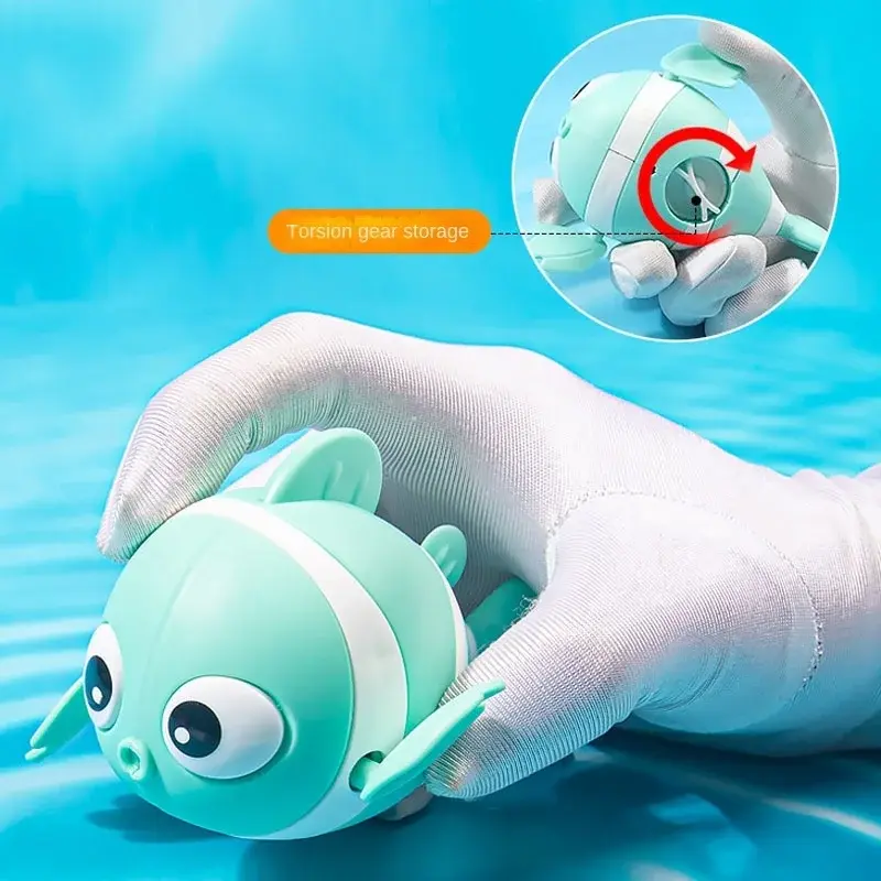 Hot sellingBaby Bath Toys Cute Swimming Fish Cartoon Animal Floating Wind Up Toys Water Game Classic Clockwork Toys For Toddlers