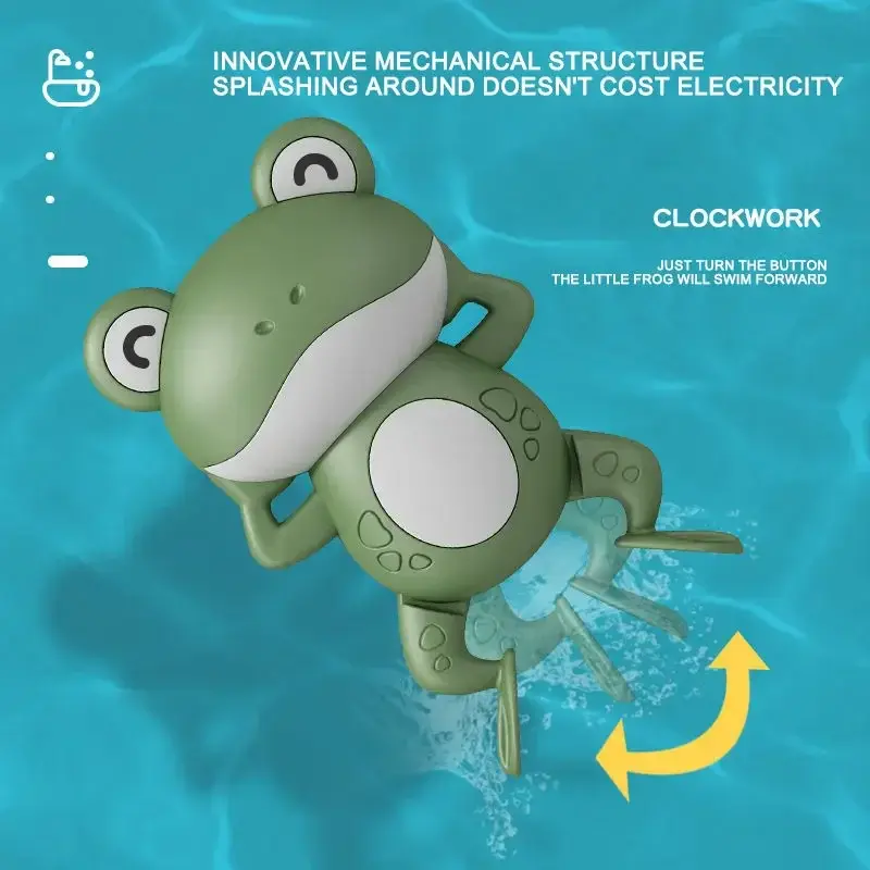 Baby Bath Toys Cute Swimming Frog Whale Clown Fish Bath Toy for Toddlers Floating Wind Up Toys for Boy Girl New Born Bathtub Toy