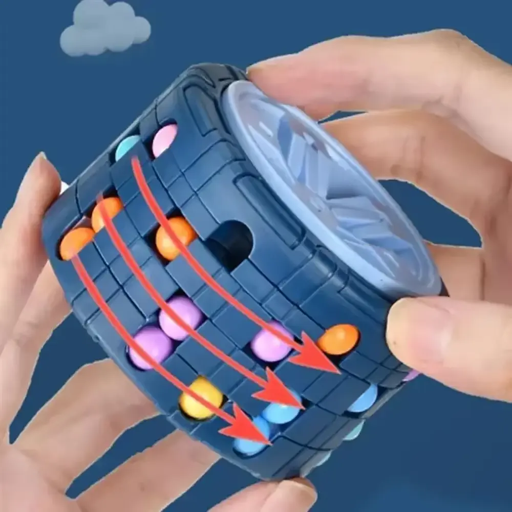 3D Cylinder Magic Bean Puzzle Cube Rotate Slide Gyro Fidget Toy Spinner Ball Anti Stress Fingertips IQ Games for Kid Adult