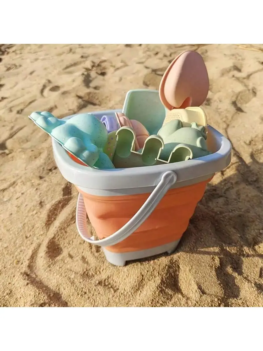 11PCS beach toy set Children's outdoor beach toy set New folding bucket dredging shovel children's beach sand play tool set