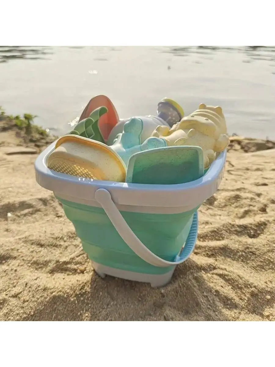11PCS beach toy set Children's outdoor beach toy set New folding bucket dredging shovel children's beach sand play tool set