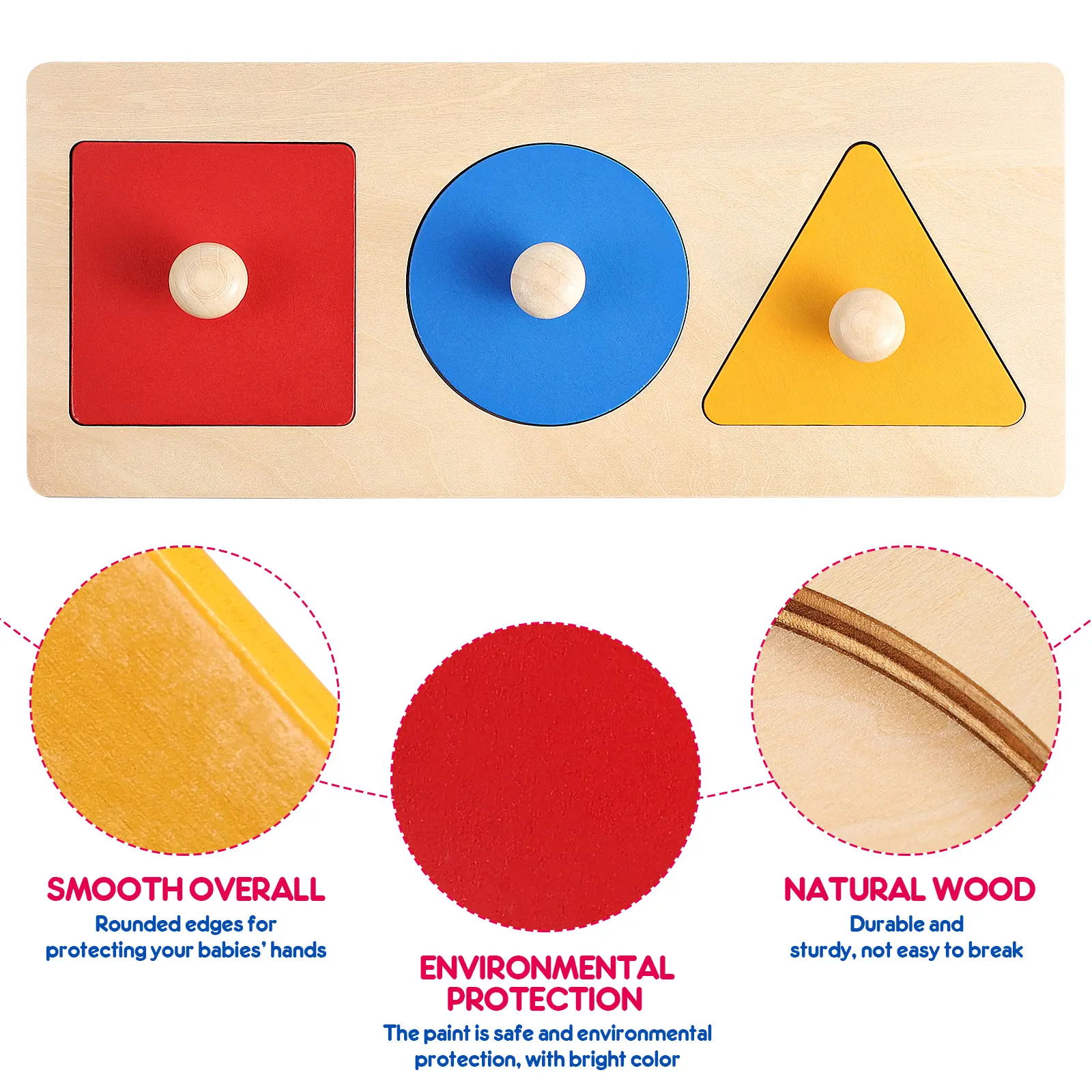 Puzzle Geometric Panel Kids Geometry Toy Mini Learning Material Sensorial for Toddler Math Bamboo Early Education