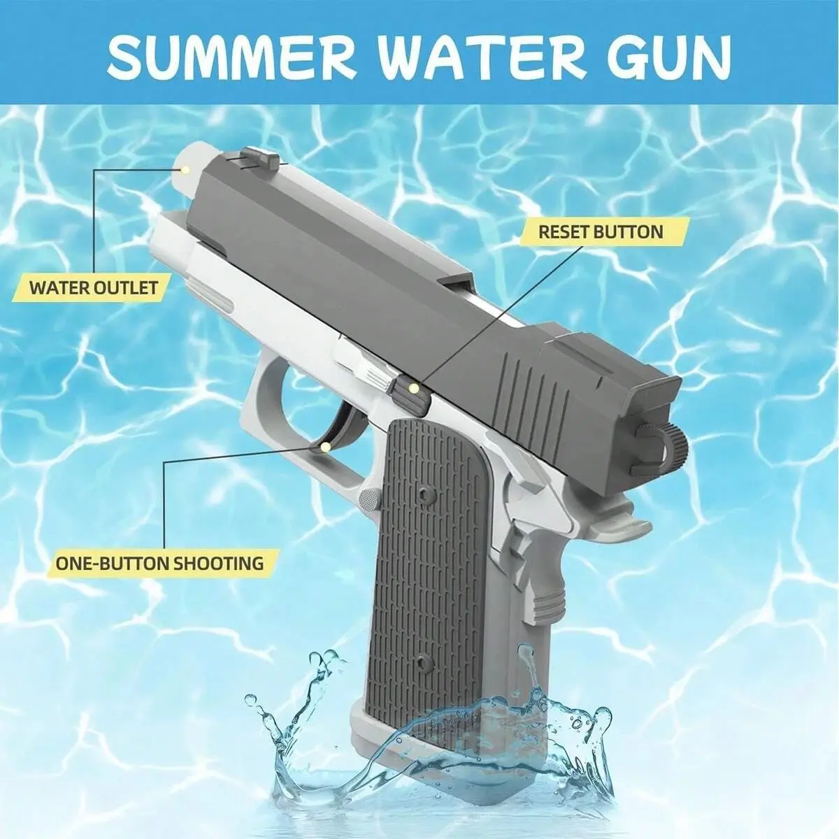 M1911 Water Pistol Toy - High-Power Squirt Gun for Kids & Adults, Summer Pool Beach Outdoor Water Blaster for Fun Shooting Games