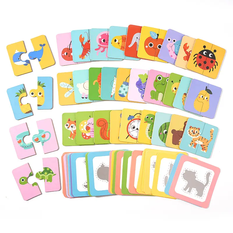 Montessori Shape Matching Board Game Wooden Find Shadow Matched Images Animal Fruit Blocks Puzzles Educational Toys For Children
