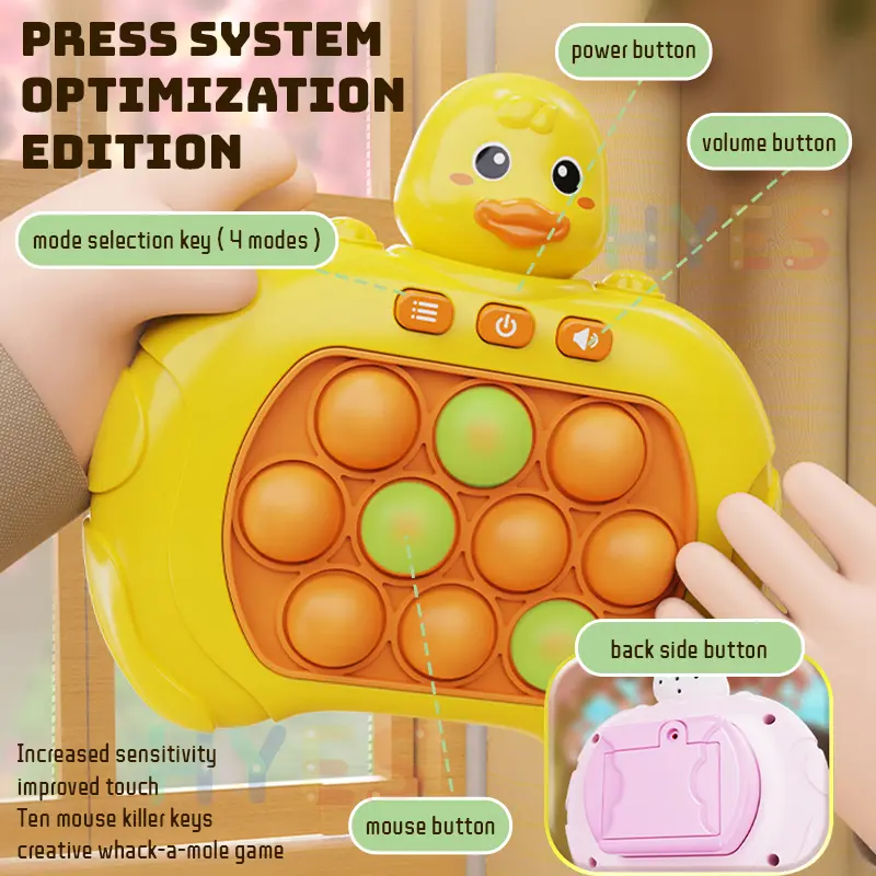 Electronic Quick Push Bubble Game Handle Toys Pop Up Light Fidget Fun Puzzle Anti-Stress Game Machine Toy Gifts For Kids Adults