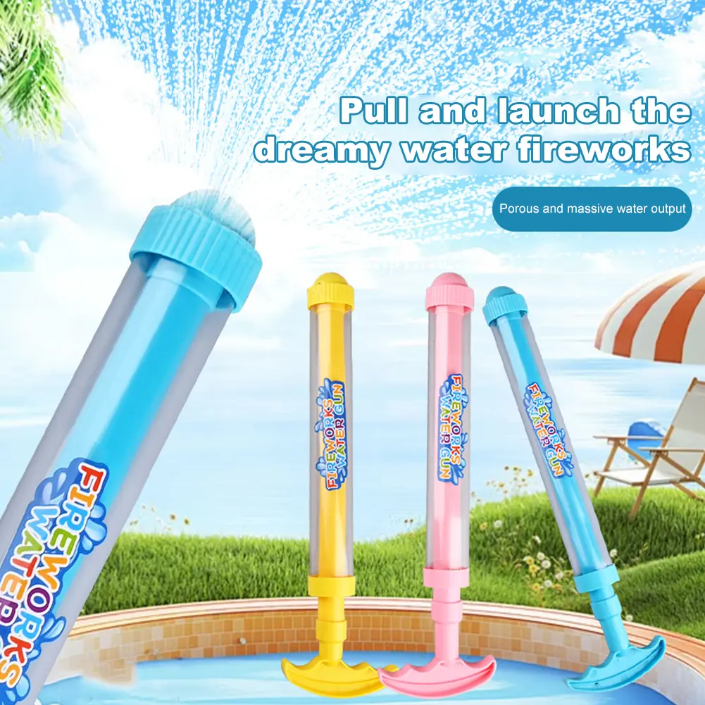 Fireworks Water Gun Water Spray Toy Large Capacity Tube Beach Water Fighting Toy Pull-Out Sprinkler Toy for Bathing Pool Party
