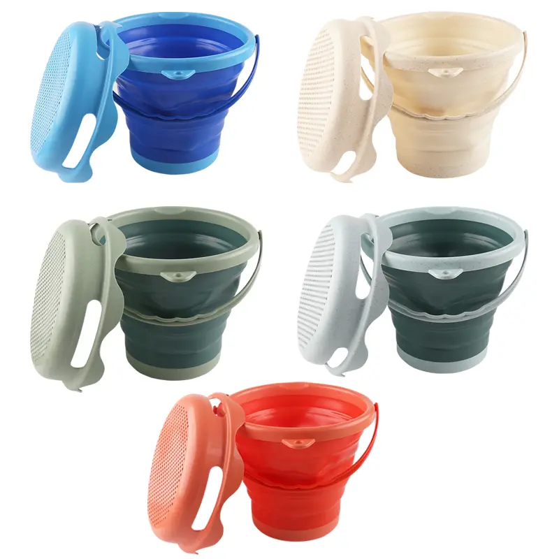 Beach Toys Collapsible Bucket Collapsible Carrying Bucket Sand Bucket 7-in-1 Toys, Shovel Rake Ice Cream Toys Kids Beach Toy