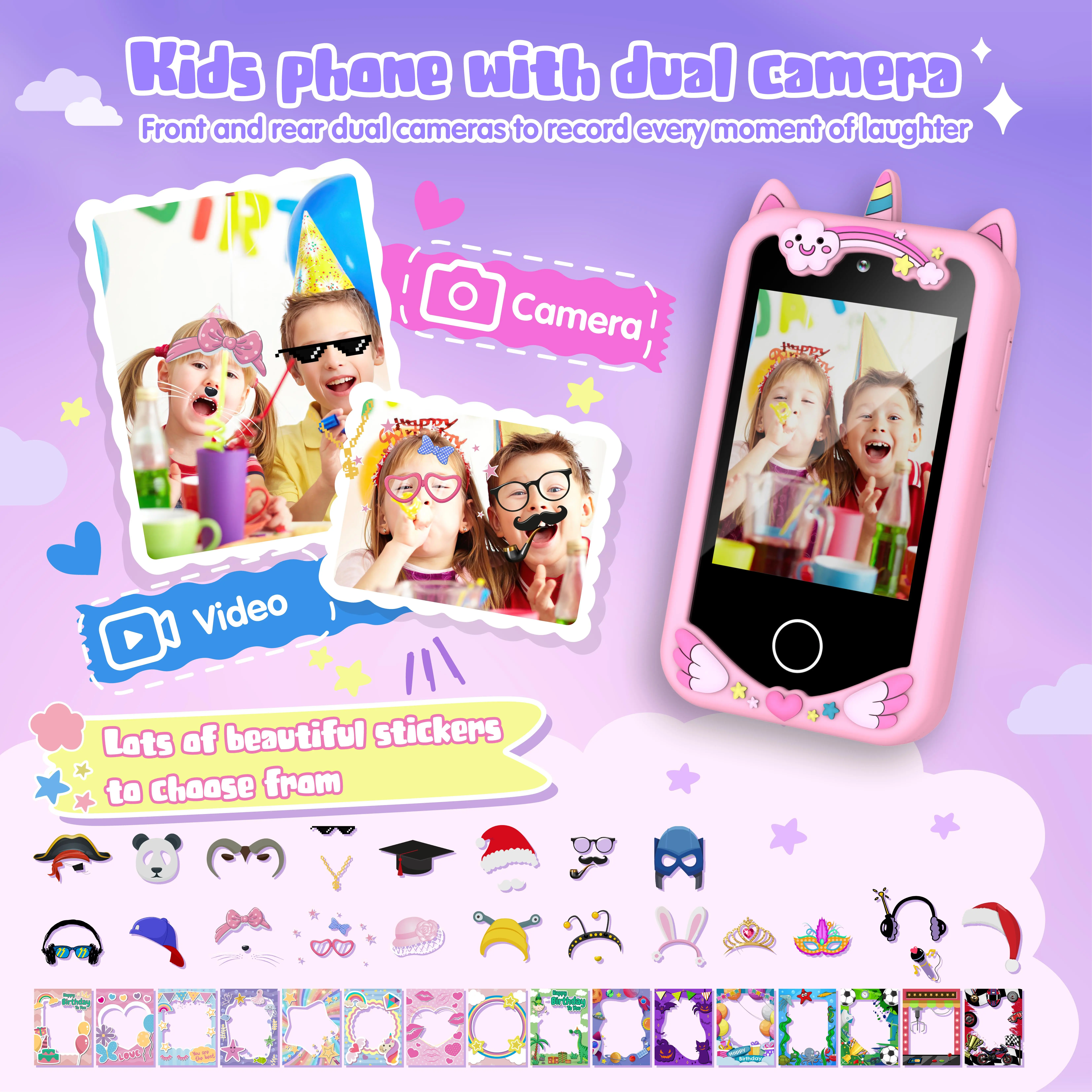 8GB Kids Smart Phone Video Music Player 20 Stories Toy Phone Dual Camera 28 Games Learning Educational Toys Children Gifts