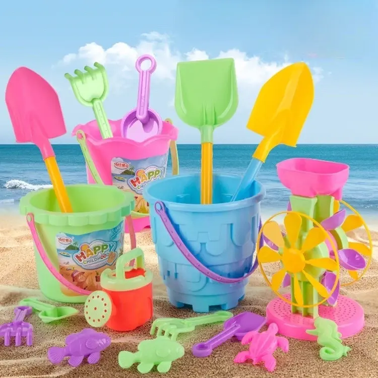 Children's Beach Toy Set Baby Playing In Water and Sand Large Sand Shovel Beach Bucket Sand Digging Tool Hourglass Random Color