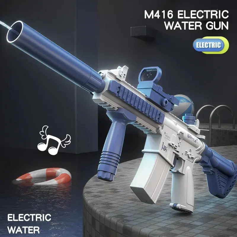 New Water Gun Electric Pistol Shooting Toy Full Automatic Outdoor Beach Gun Summer Water Beach Toy Play The Drum Magazine