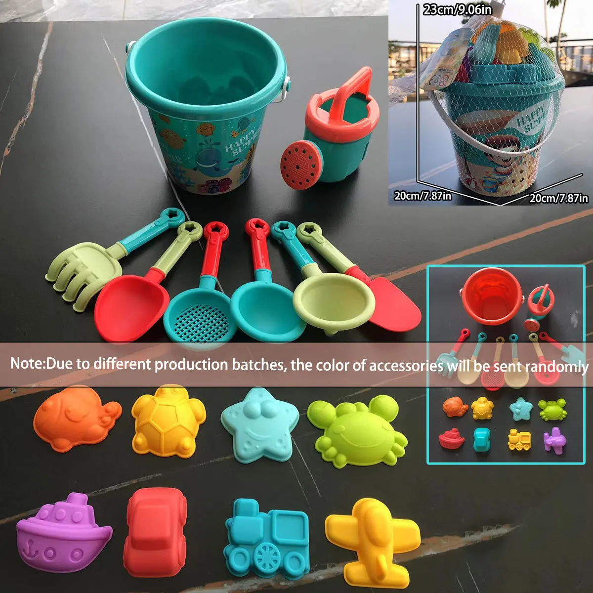 14/16PCS Children Beach Toys Summer Outdoor Games Sand Play in Water Bucket Shovels Kids Tools Gift Accessories Color Random