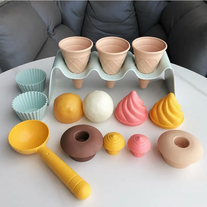Children Beach toys play sand wheat straw material ice cream toys digging sand tools environmental Nordic wind outdoor