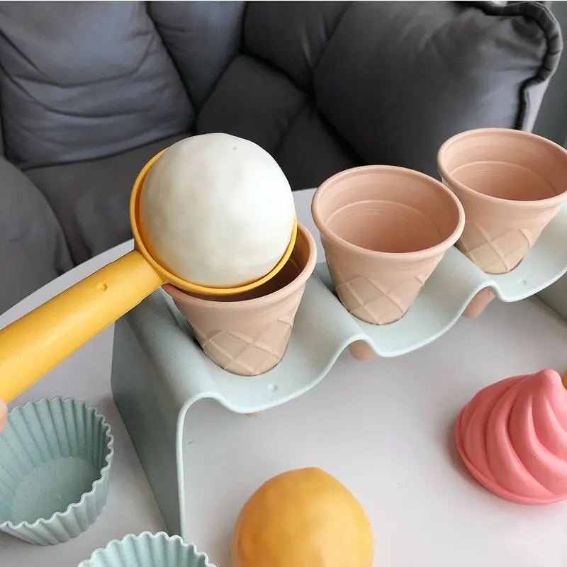 Children Beach toys play sand wheat straw material ice cream toys digging sand tools environmental Nordic wind outdoor