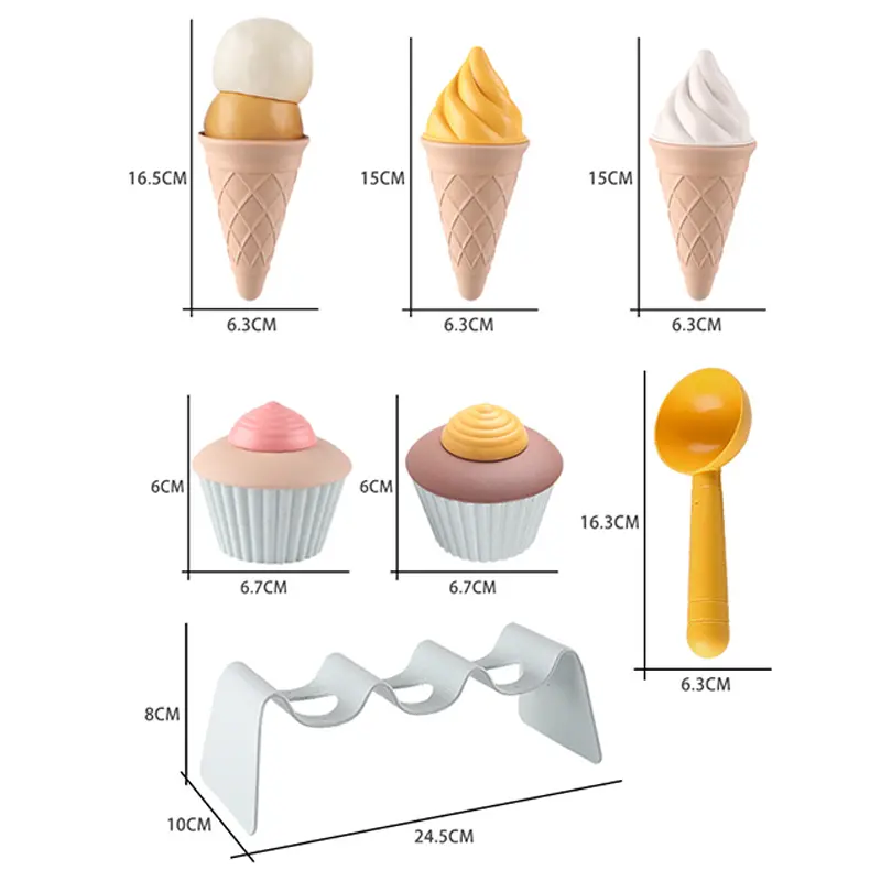 Children Beach toys play sand wheat straw material ice cream toys digging sand tools environmental Nordic wind outdoor