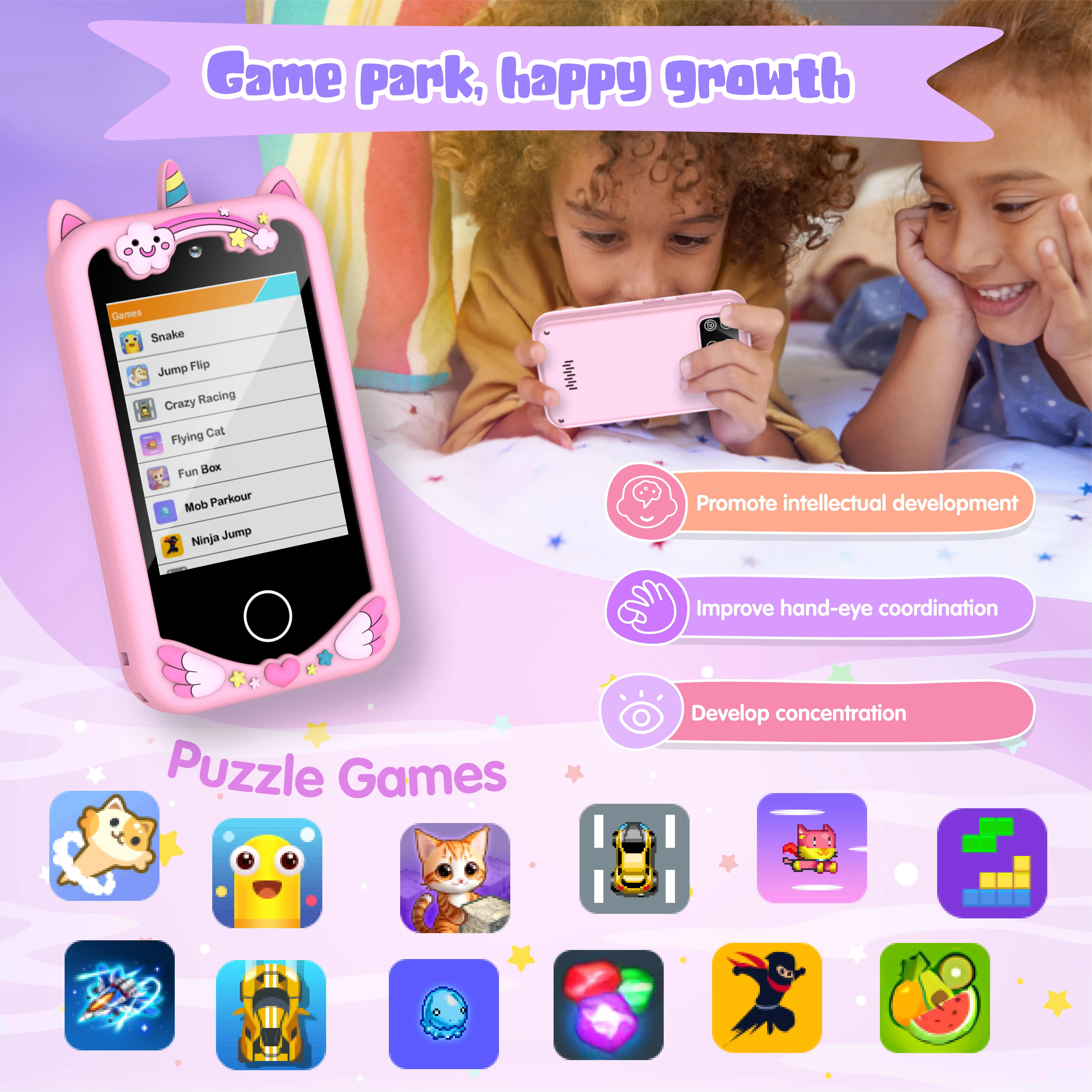 8GB Kids Smart Phone Video Music Player 20 Stories Toy Phone Dual Camera 28 Games Learning Educational Toys Children Gifts