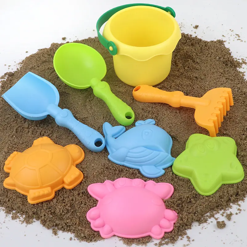 Childrens Beach Toys Baby Puzzle Exercise Soft Plastic Shovel Bucket Beach Parent Child Sand Digging Water Play Tool Set Boy Toy