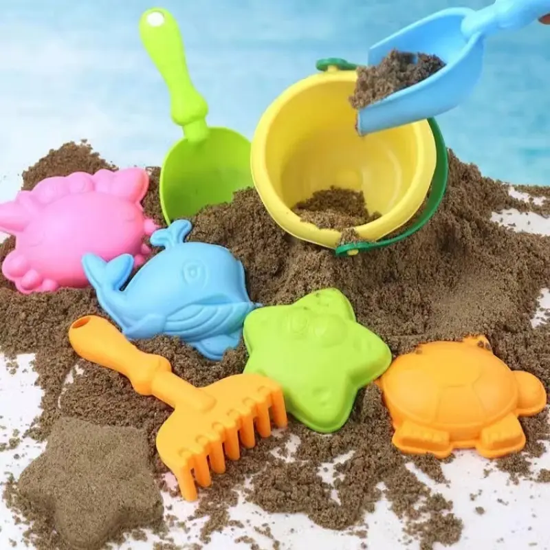 Childrens Beach Toys Baby Puzzle Exercise Soft Plastic Shovel Bucket Beach Parent Child Sand Digging Water Play Tool Set Boy Toy