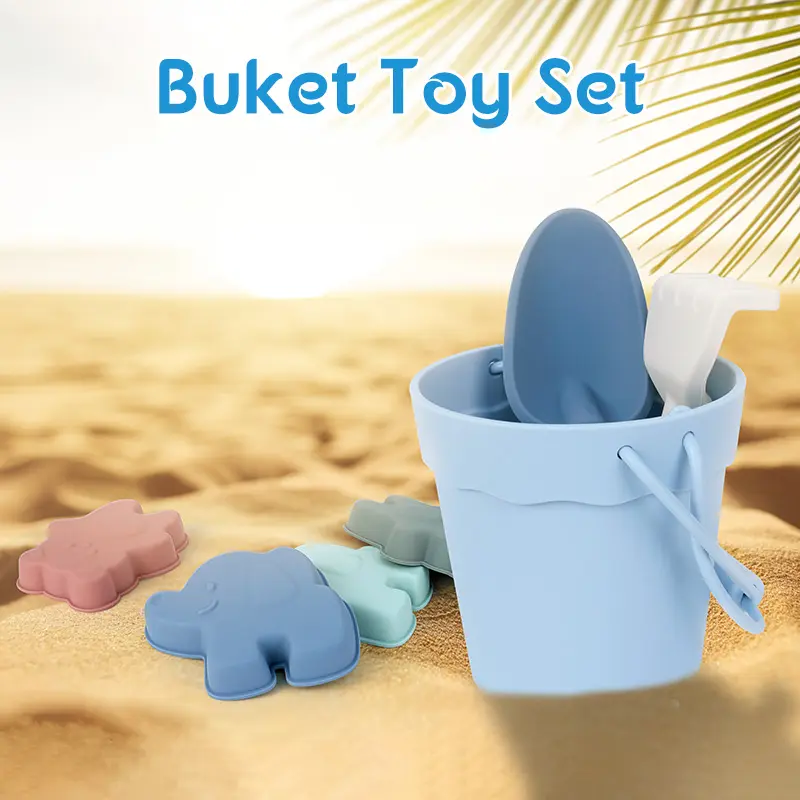TYRY.HU 6Pcs/Set  Cartoon Animal Beach Set Toys Play Sand Water Play Tools Outdoor Children's Beach Toys Silicone Bucket Summer