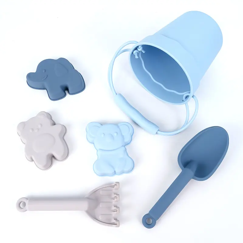 TYRY.HU 6Pcs/Set  Cartoon Animal Beach Set Toys Play Sand Water Play Tools Outdoor Children's Beach Toys Silicone Bucket Summer