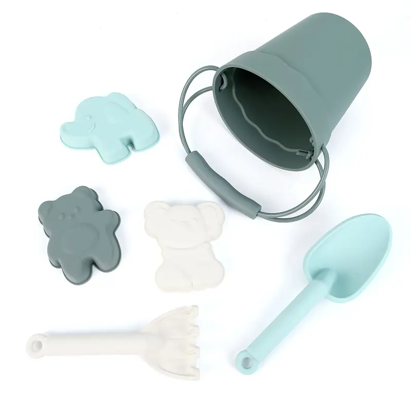 TYRY.HU 6Pcs/Set  Cartoon Animal Beach Set Toys Play Sand Water Play Tools Outdoor Children's Beach Toys Silicone Bucket Summer