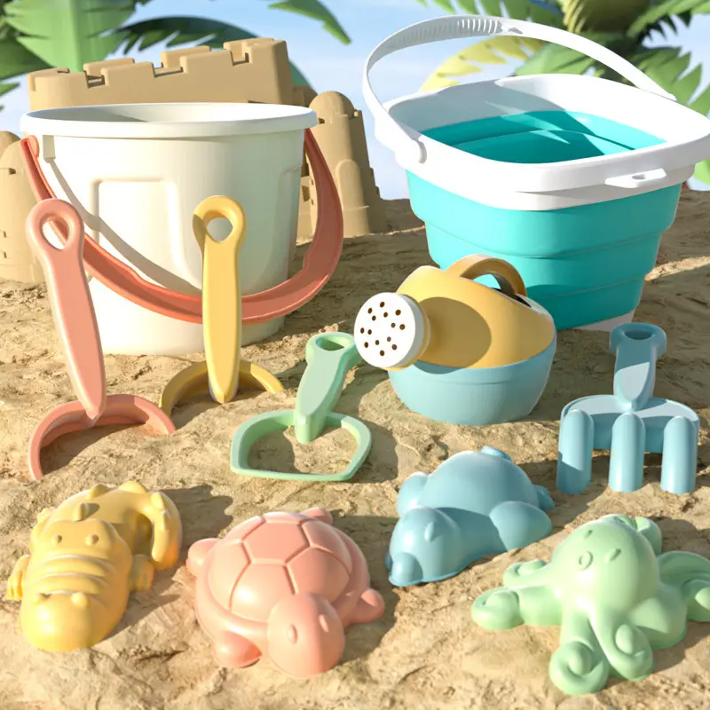 Children's Sand Digging Toy Set Beach Play Water And Sand Folding Bucket Shovel Mold Summer Gift Random Colors Styles