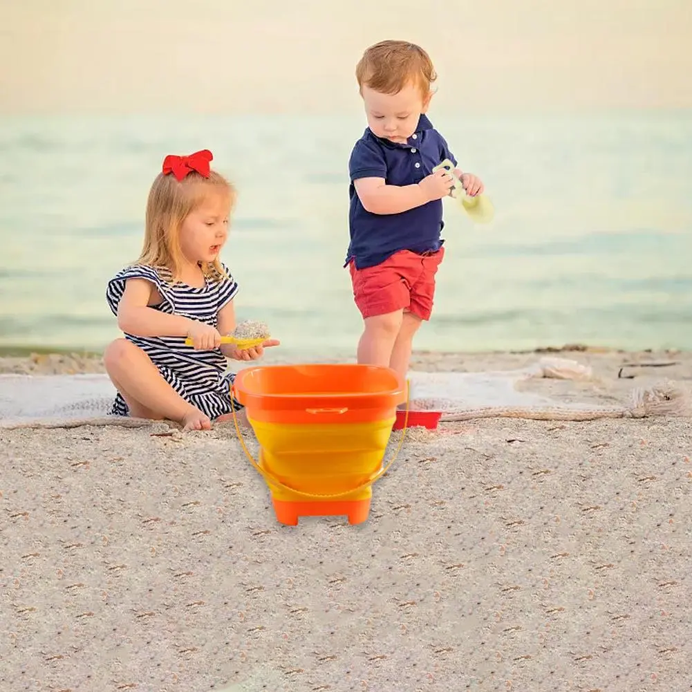 Folding Bucket Summer Beach Toys For Children Kids For Outdoor Travel Beach Toys Foldable Sand Bucket Beach Shovel Toys Kit