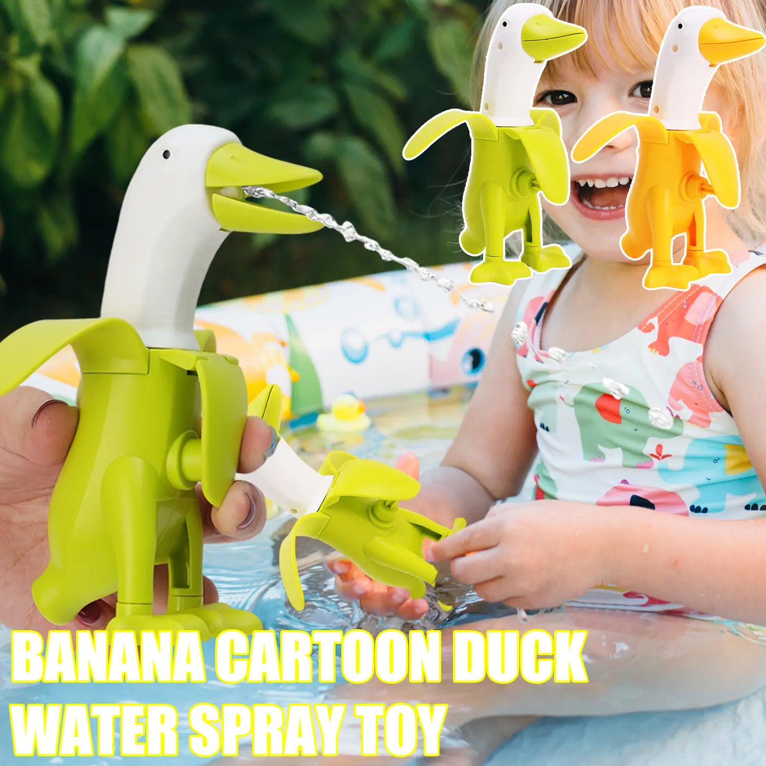 Creative Banana Duck Water Spray Toy for Kids Summer Pool Water Guns Beach Gaming Watergun Toys Kids Bathroom Accessories