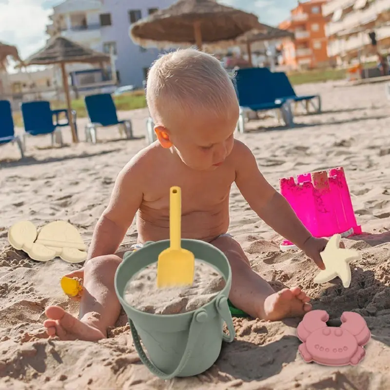 Children Silicone Beach Toy Shovel Ocean Outdoor Parent-child Beach Portable Beach Bucket Durable Sand Digging And Storage Tool