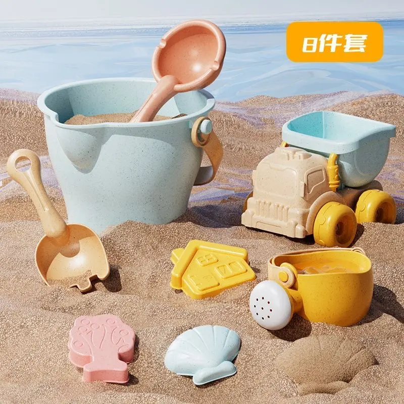 Summer Beach Sand Toys Set for Kids 3+ Years Old Outdoor Shovel Bucket & Watering Can with Molds, Durable Plastic Sandpit Tools
