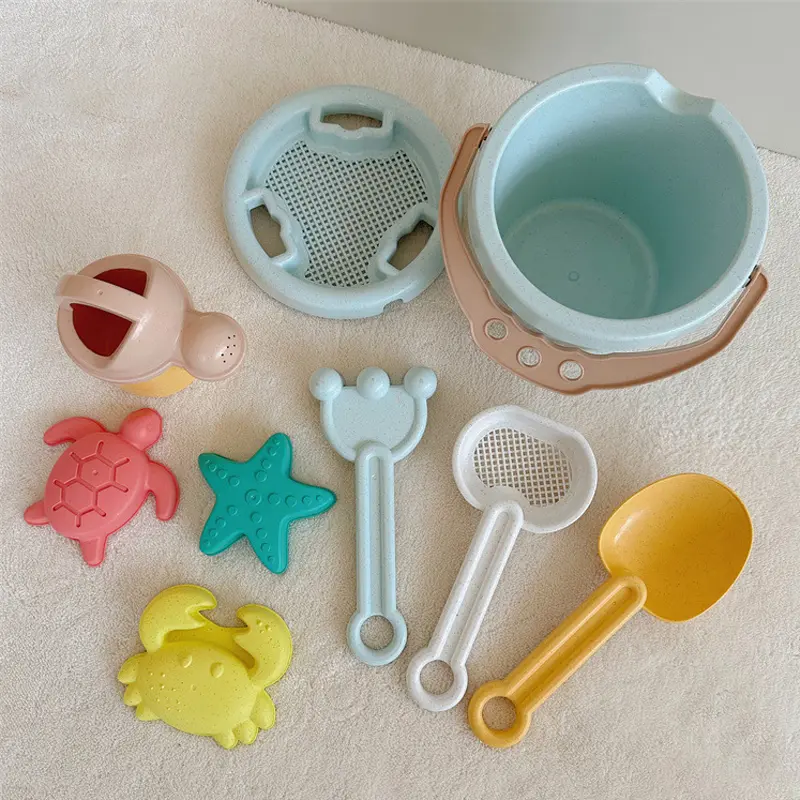 New Beach Set Toys For Kids Trolley Bulldozer Beach Bucket Wheat Straw Summer Seaside Play Sand Water Game Sand Toys/Snow Toys