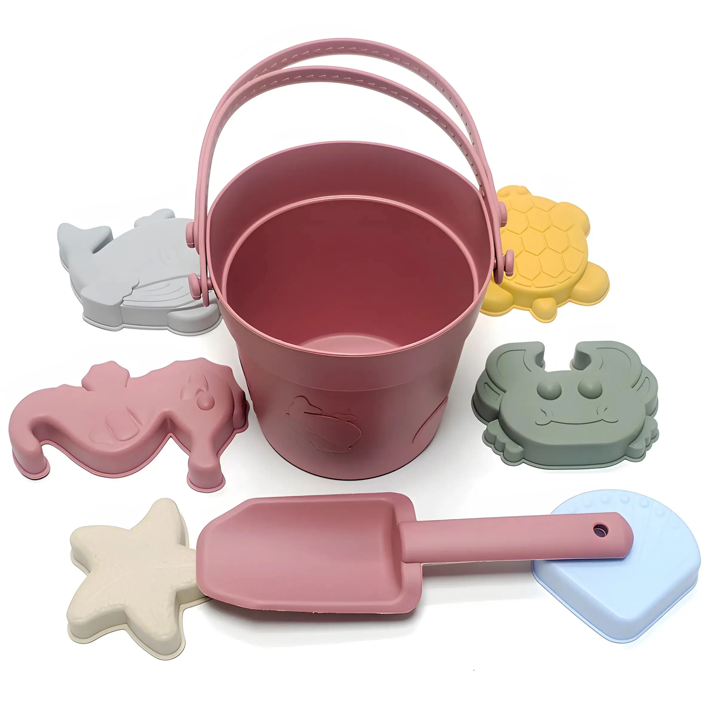 Children's toys beach bucket shovel Ocean Series bucket play water parent-child sand digging silicone beach toys set