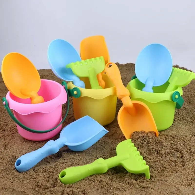 4/8 Piece Kids Beach Sand Toy Set Soft Rubber Bucket Shovel Outdoor Summer Water Play Party Toys Build Hands-On Skills