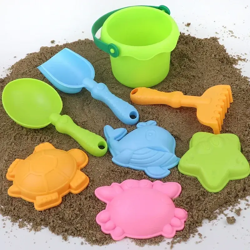 4/8 Piece Kids Beach Sand Toy Set Soft Rubber Bucket Shovel Outdoor Summer Water Play Party Toys Build Hands-On Skills