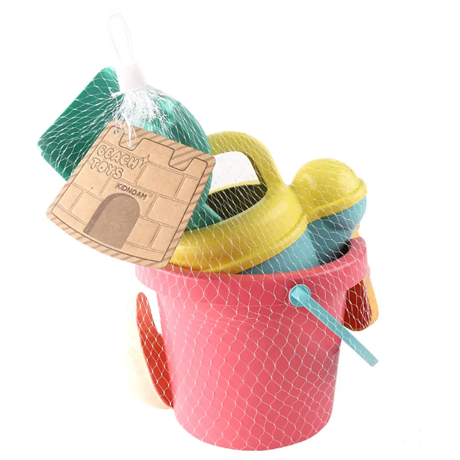 Seven-piece set of dopamine-colored children's beach toys beach bucket thickened shovel sand digging bucket sand digging tools