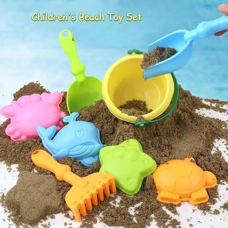 4/8 Piece Kids Beach Sand Toy Set Soft Rubber Bucket Shovel Outdoor Summer Water Play Party Toys Build Hands-On Skills