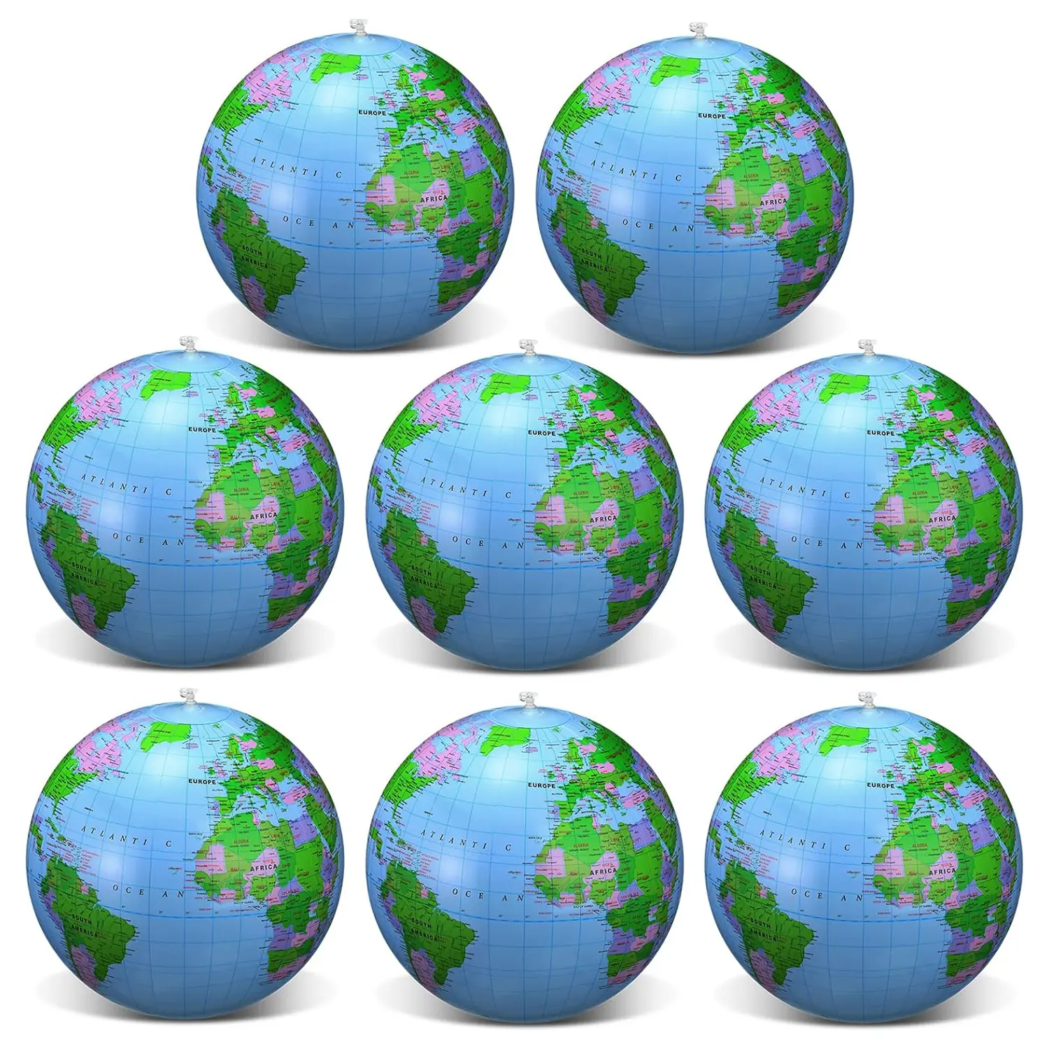 16 Inch Inflatable Globe Blow up World Globe Summer Outdoor PVC Beach Ball for Kids School Classroom Geography Party Supplies
