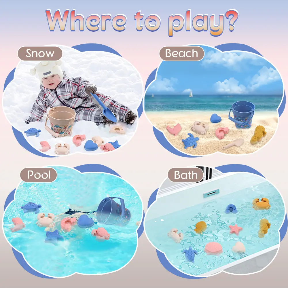 6PCS Summer Cartoon Beach Set Toys Children Digging Sand Plastic Bucket Watering Bottle Shovel Children Beach Water Play Toys