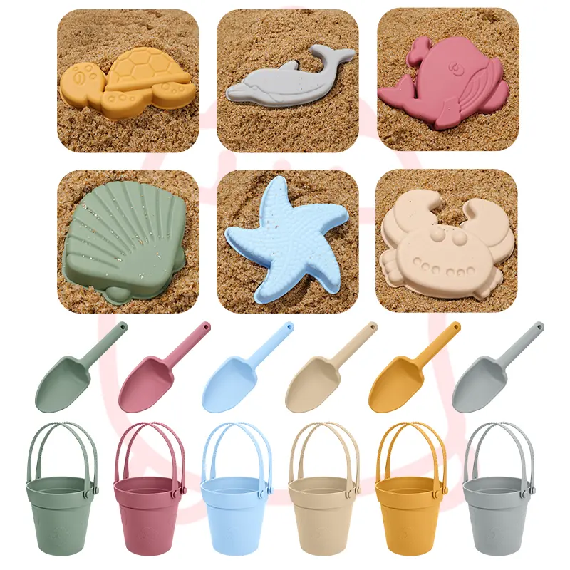 8-in-1 Food-Grade Silicone Kids Sand & Bath & Beach Toys Set | Beach Play Kit for Toddlers | Summer Outdoor Playing Tools