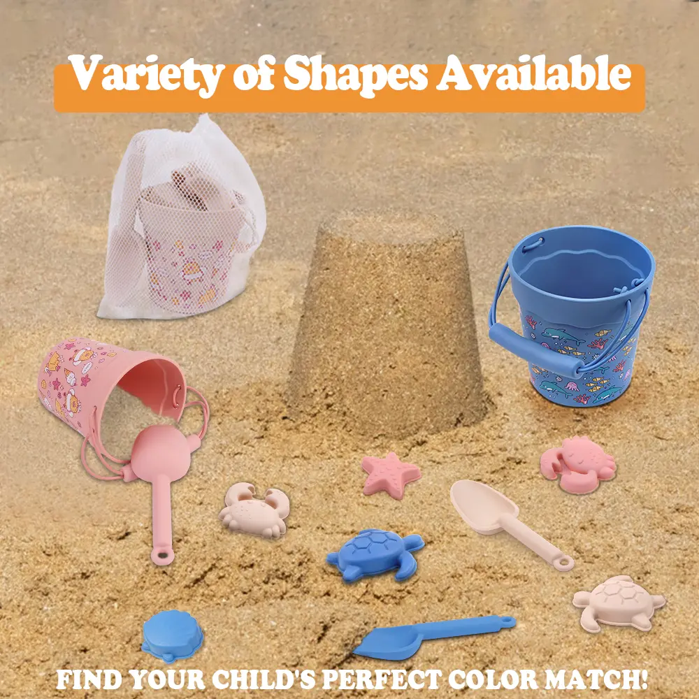 6PCS Summer Cartoon Beach Set Toys Children Digging Sand Plastic Bucket Watering Bottle Shovel Children Beach Water Play Toys