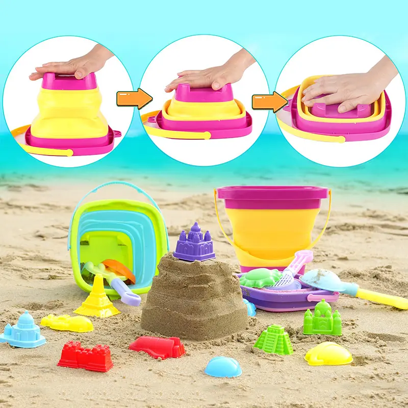 Summer Sand Digging Toys Seaside Folding Beach Bucket Water Gun Outdoor Entertainment Over 3 Years Old Kids Holiday Gifts TMZ