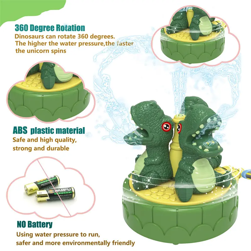 Children Dinosaur Sprinkler Toy Cartoon 360° Rotating Spray Water Toys Portable Outdoor Garden Toys Bath Baby Shower Bathtub Toy